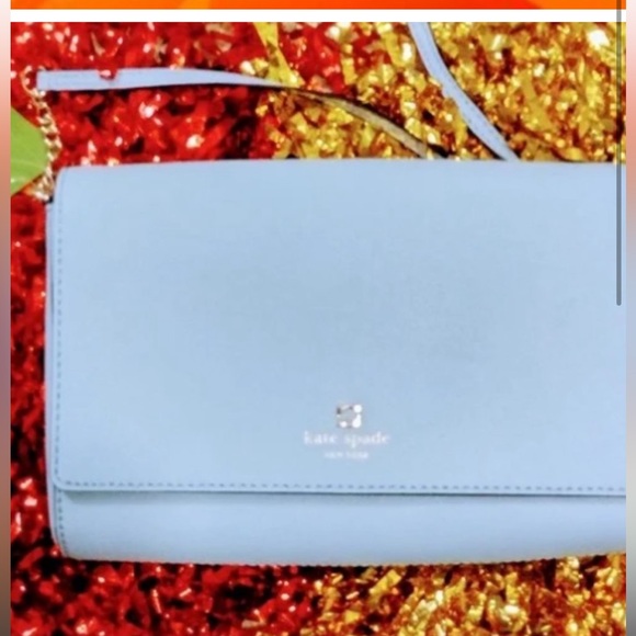 Kate Spade Charlotte Street Alek arctic sky blue Leather Crossbody Bag Purse - Picture 2 of 3